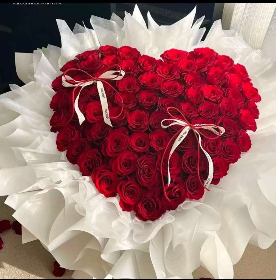 【挚爱此生】生日节鲜花52朵红玫瑰花束